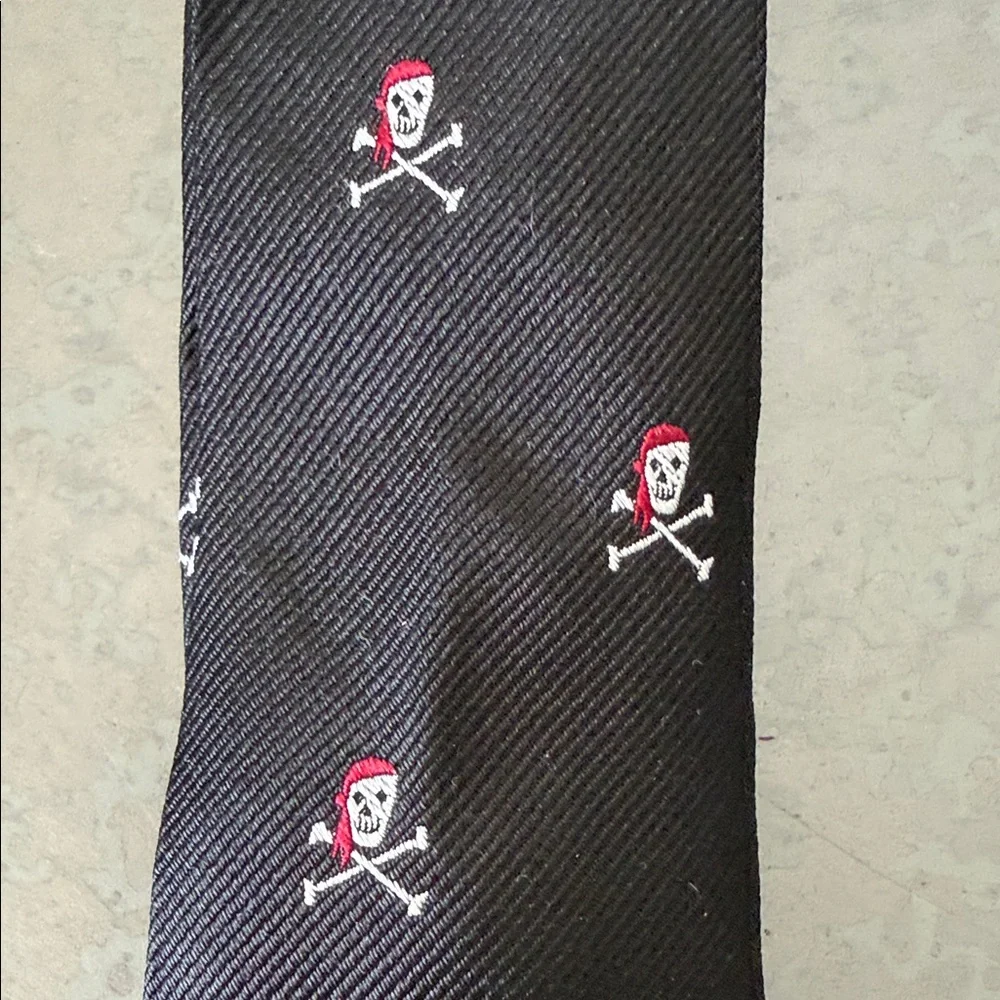 Black Skull Patterned Boys Tie
